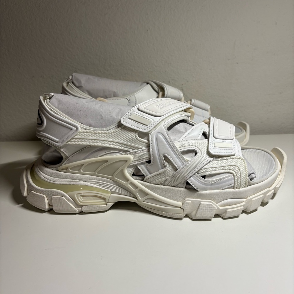 NEW BALENCIAGA Track Sandal Triple White Mens Size 9 - Picture 2 of 6